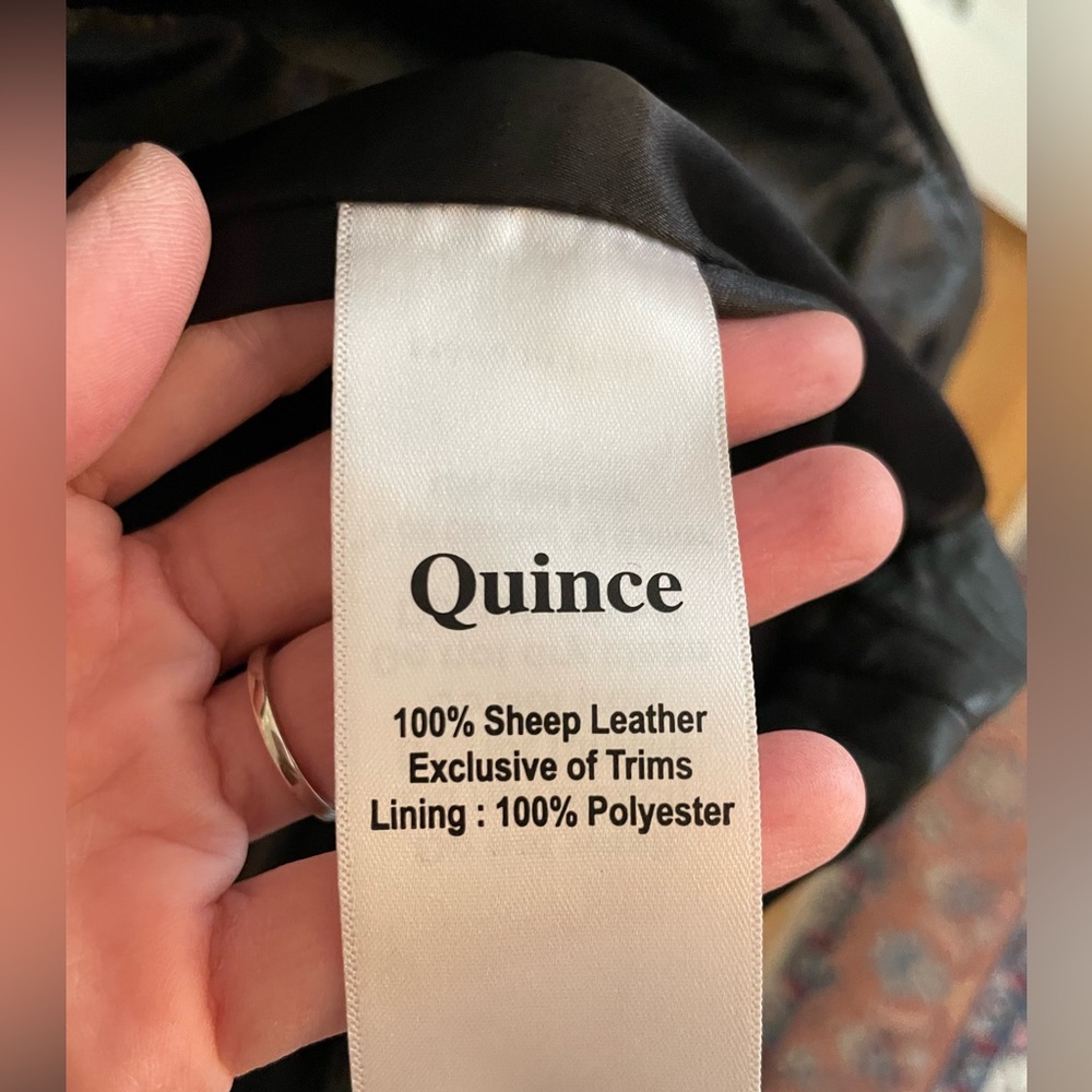 Quince 100% Washed Leather Biker Jacket in black size small - Picture 9 of 14